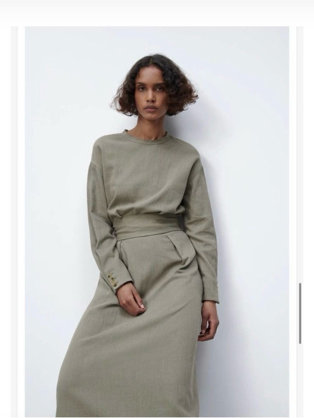 Zara Olive Maxi Skirt - High-Waist Elegant Silhouette